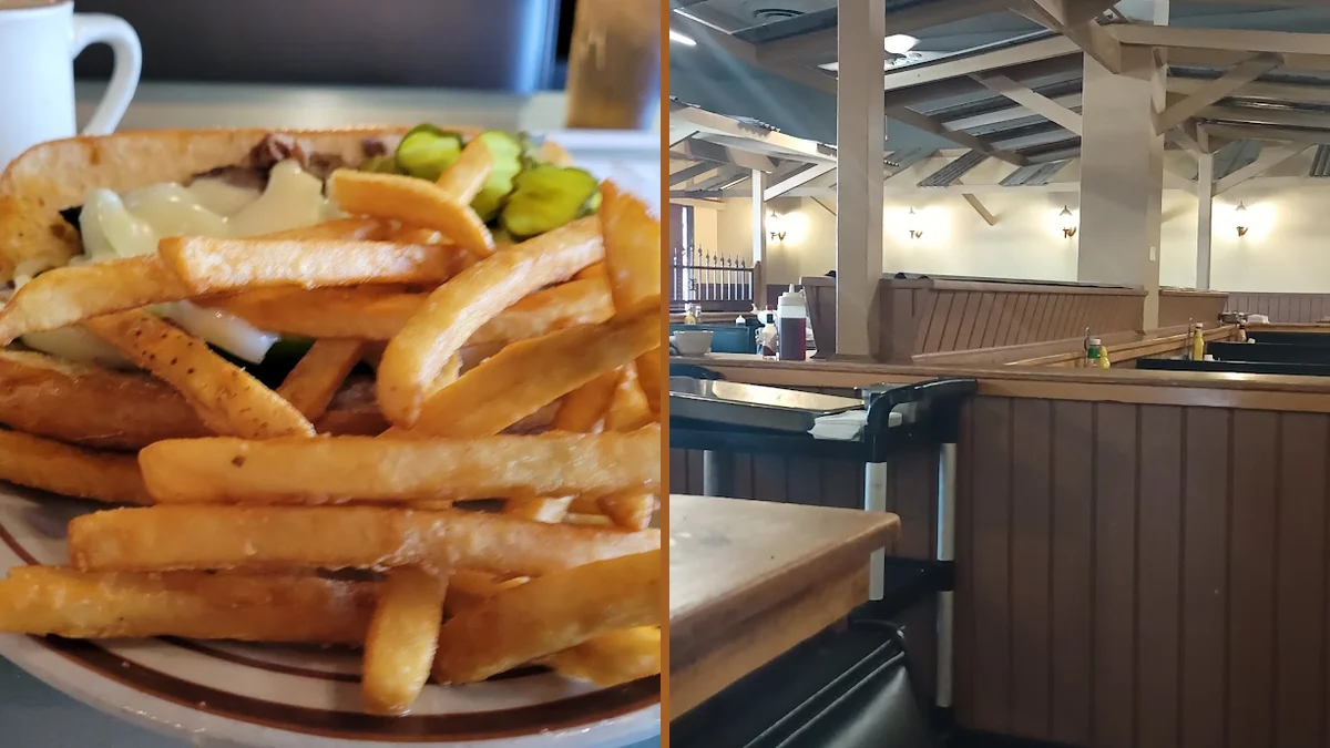 Old-school restaurant interior with casual seating.