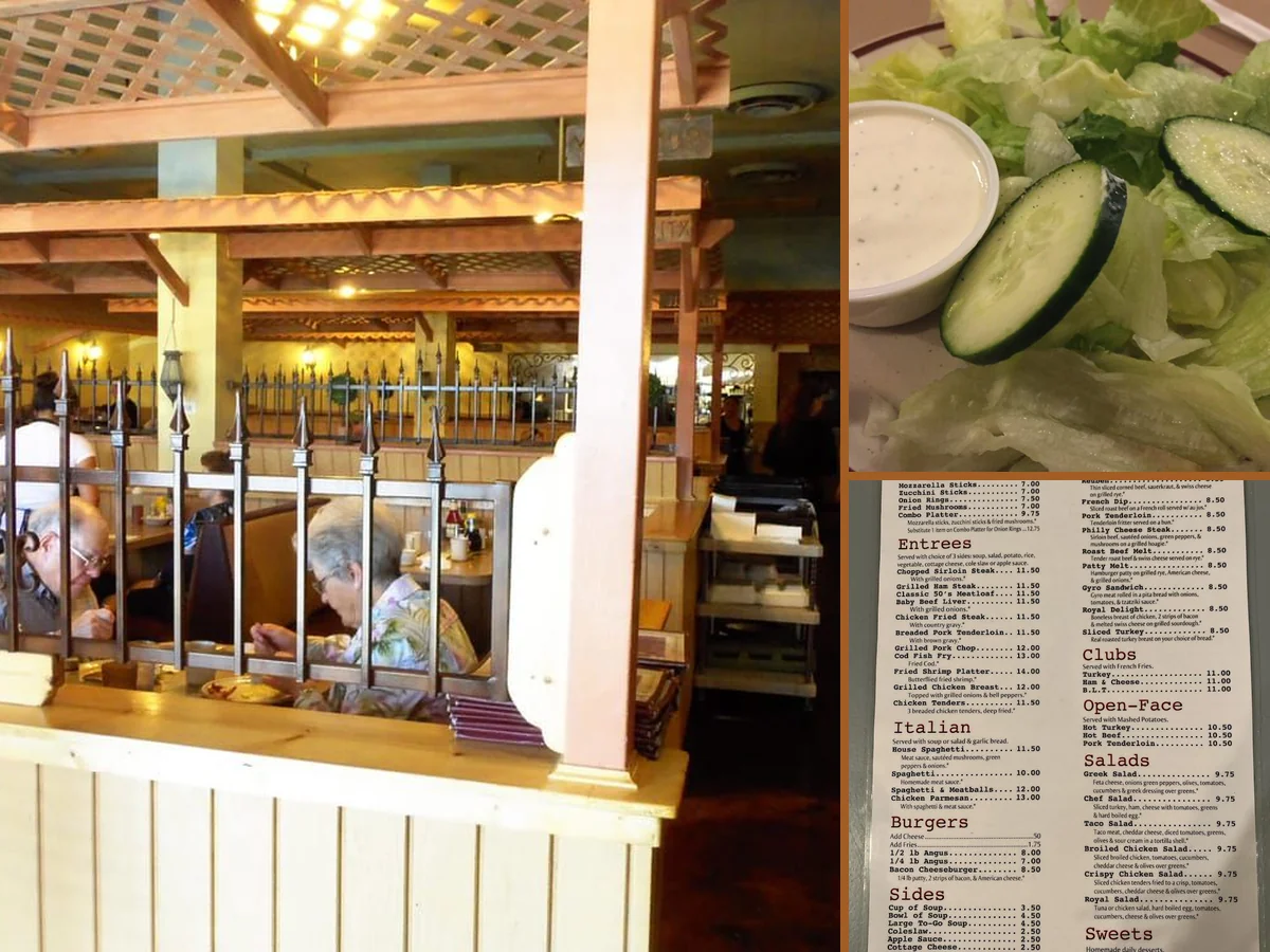 Quiet dining area with classic American fare.